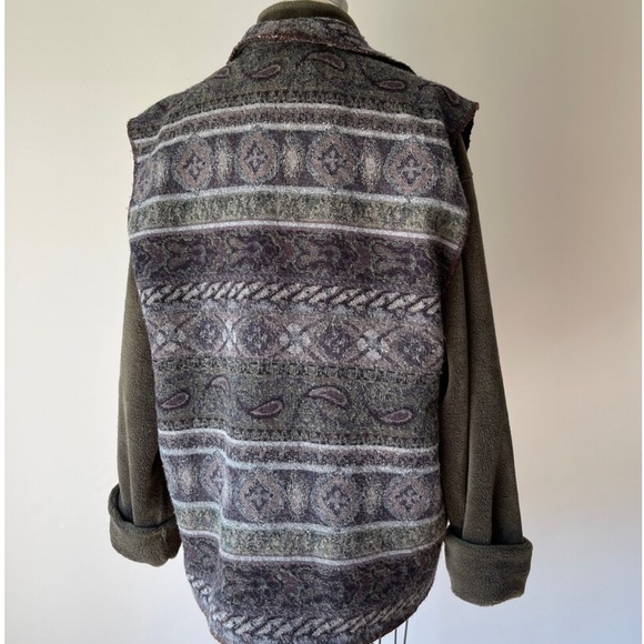90’s fleece jacket with southwestern vest / 1x - Picture 6 of 9